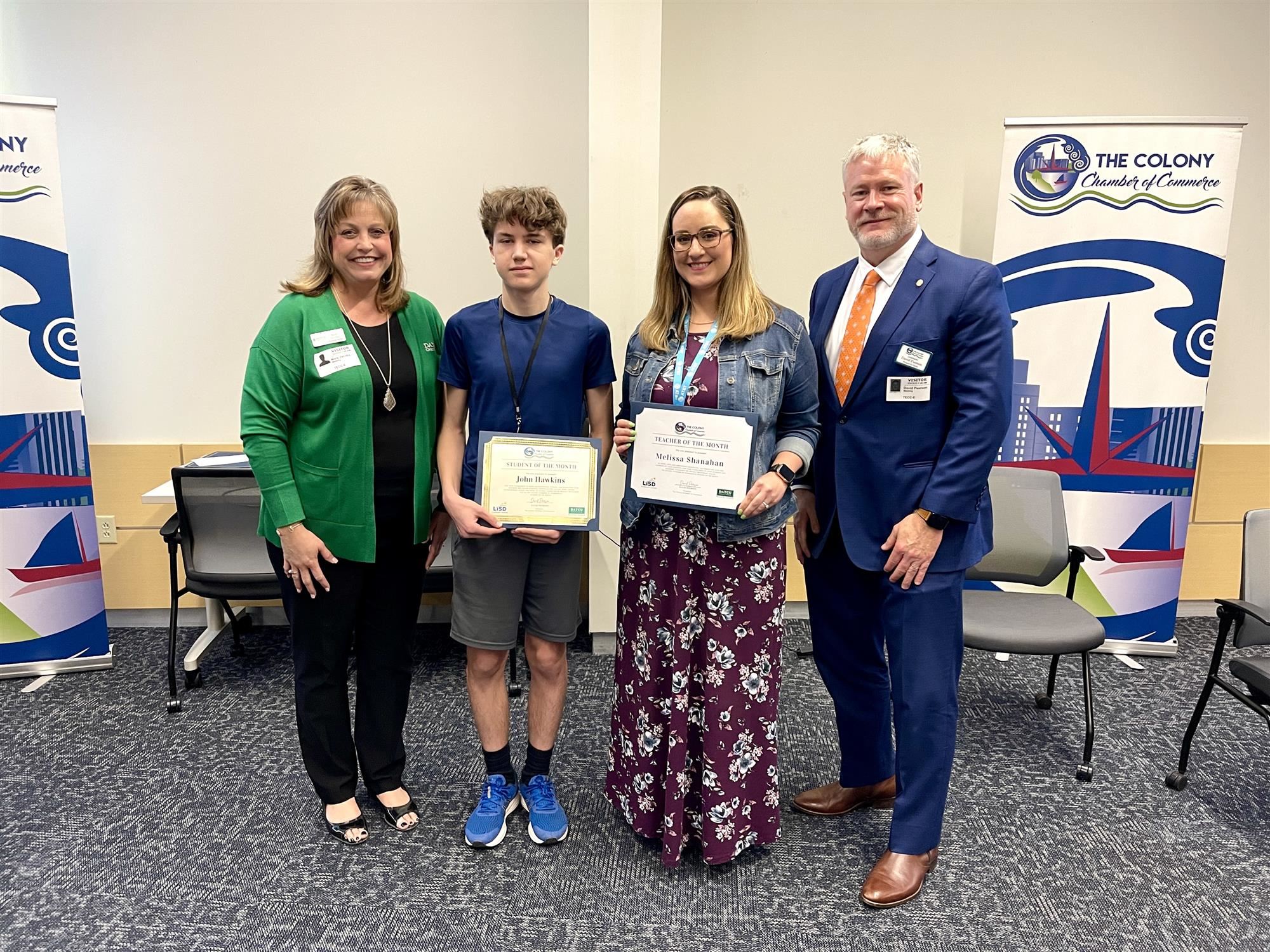 Lakeview Middle School students and teacher were recognized by The Colony Chamber. March 2023
